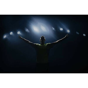 Umělecká fotografie Soccer player shouting in stadium, victorious, Stanislaw Pytel, (40 x 26.7 cm)