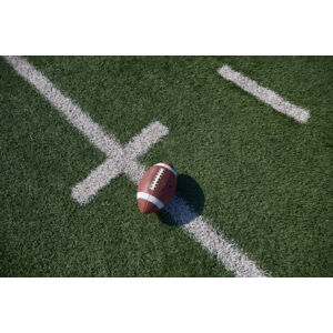 Umělecká fotografie Overhead view of American football ball on field, Tetra Images, (40 x 26.7 cm)