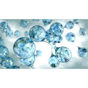 Umělecká fotografie 3d molecules of water concept background, smirkdingo, (40 x 22.5 cm)