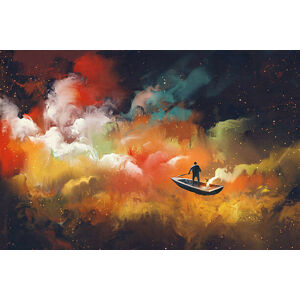 Umělecký tisk man on a boat in the outer space, Grandfailure, (40 x 26.7 cm)