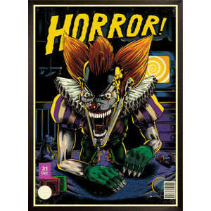 Umělecký tisk Evil clown comic book horror poster, Man_Half-tube, (30 x 40 cm)