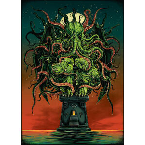 Umělecký tisk Cthulhu kraken, Man_Half-tube, (30 x 40 cm)