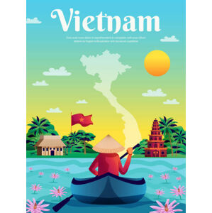 Ilustrace vietnam poster, Macrovector, (30 x 40 cm)