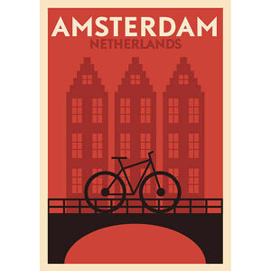 Ilustrace Typographic Amsterdam City Poster Design, kursatunsal, (30 x 40 cm)