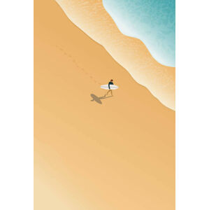 Ilustrace Surfer at the beach holding the, LucidSurf, (26.7 x 40 cm)