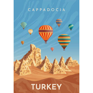 Ilustrace Cappadocia hot air balloon flight. Travel, Rinat Khairitdinov, (26.7 x 40 cm)