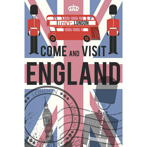Ilustrace vector England travel invitation poster, mysondanube, (26.7 x 40 cm)