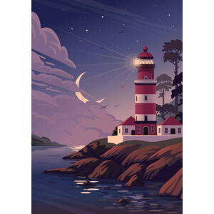 Ilustrace Lighthouse - vector landscape. Sea landscape, mspoint, (30 x 40 cm)