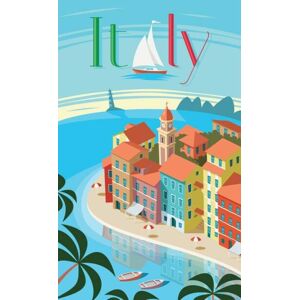 Ilustrace Italian coastal town Portofino landscape, johnnyknez, (24.6 x 40 cm)