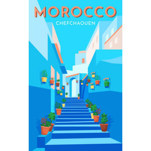 Ilustrace Morocco travel retro poster, vintage banner., Rinat Khairitdinov, (24.6 x 40 cm)