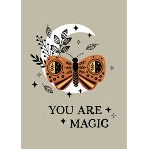 Ilustrace magic poster with bohemian moth on the moon, nataka, (30 x 40 cm)