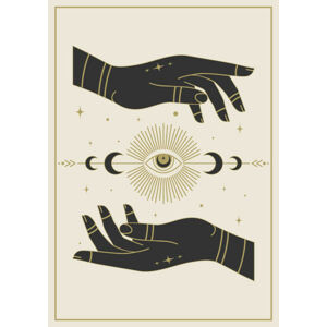 Ilustrace Witchcraft hands holding eye tarot postcard, Natalya Nepran, (30 x 40 cm)