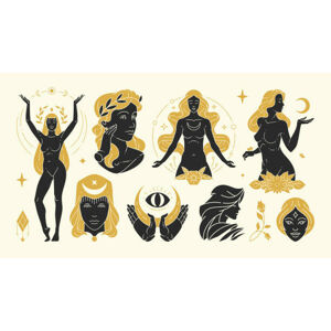 Ilustrace Magic woman vector illustrations of graceful, ProVectors, (40 x 22.5 cm)