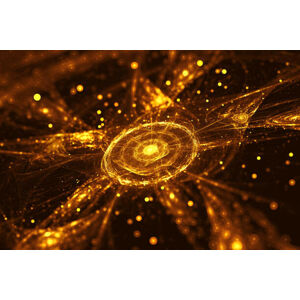 Ilustrace Abstract Gold glowing Star fractal with particles, oxygen, (40 x 26.7 cm)