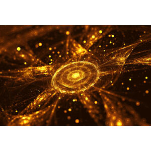 Ilustrace Abstract Gold glowing Star fractal with particles, oxygen, (40 x 26.7 cm)