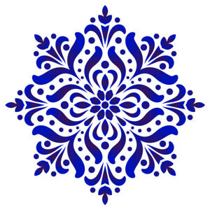 Ilustrace decorative flower blue and white, horizon2531, (40 x 40 cm)