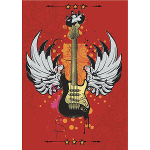 Umělecký tisk Winged guitar poster, Alex_Bond, (30 x 40 cm)