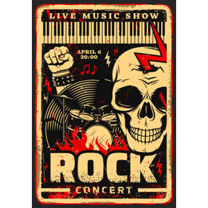 Umělecký tisk Rock music festival concert vector poster, seamartini, (26.7 x 40 cm)