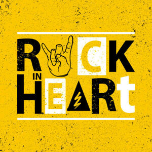 Umělecký tisk Rock poster. Rock in heart sign.Rock, IgorNelson, (40 x 40 cm)