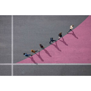 Umělecká fotografie Businesspeople walking on painted up going, Klaus Vedfelt, (40 x 26.7 cm)