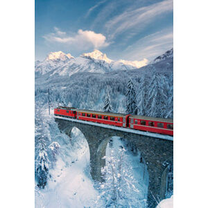 Ilustrace Bernina Express train in the snowy, Roberto Moiola / Sysaworld, (26.7 x 40 cm)