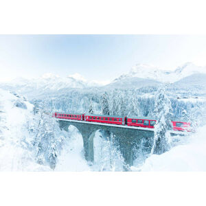 Ilustrace Bernina Express train in white winter, Roberto Moiola / Sysaworld, (40 x 26.7 cm)