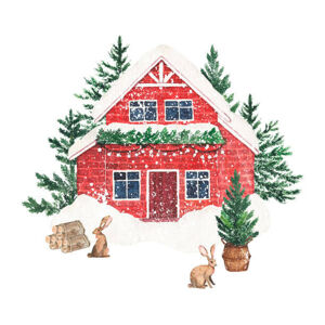 Ilustrace Watercolor winter cozy snowy house with, Madina Asileva, (40 x 40 cm)