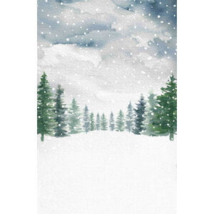 Ilustrace Watercolor Winter Snow Pine Trees Background, Electric_Crayon, (26.7 x 40 cm)