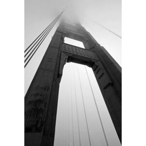 Umělecká fotografie Golden Gate Bridge tower in black, reisegraf, (26.7 x 40 cm)