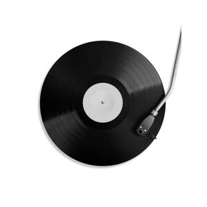 Umělecká fotografie Top view of black 12 inch vinyl record, Oscar Sánchez Photography, (30 x 40 cm)
