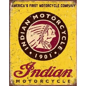 Plechová cedule INDIAN MOTORCYCLES - Since 1901, (31.5 x 40 cm)
