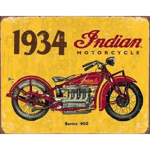 Plechová cedule INDIAN MOTORCYCLES - 1935, (40 x 31.5 cm)