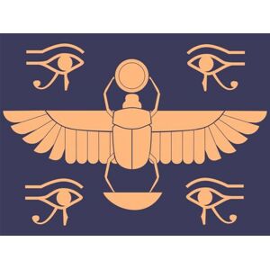 Umělecká fotografie Egypt symbols. Scarab beetle. Horus eye., SpicyTruffel, (40 x 30 cm)