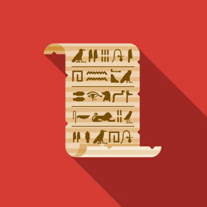 Umělecká fotografie Hieroglyphs on Papyrus Egypt Icon, bortonia, (40 x 40 cm)