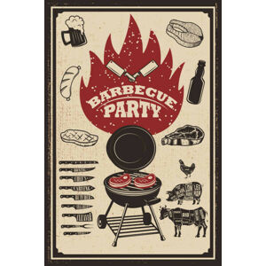 Umělecký tisk Barbecue party flyer template. Grill, fire,, ioanmasay, (26.7 x 40 cm)