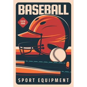 Umělecký tisk Baseball sport and players equipment bat and ball, seamartini, (26.7 x 40 cm)