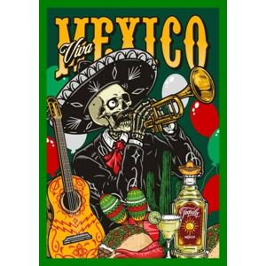 Umělecký tisk Colorful poster with Mexican musician, IMOGI, (30 x 40 cm)