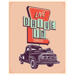 Umělecký tisk Retro Truck with Live Drive In, JDawnInk, (30 x 40 cm)