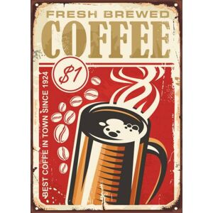 Umělecký tisk Fresh brewed coffee vintage sign design, lukeruk, (30 x 40 cm)