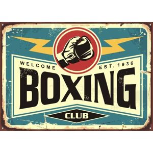 Umělecký tisk Boxing club retro tin sign template design, lukeruk, (40 x 30 cm)
