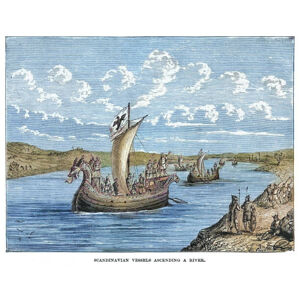 Umělecký tisk Old engraved illustration of Scandinavian sailing, mikroman6, (40 x 30 cm)