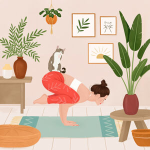 Ilustrace Cat Yoga, Petra Holikova, (40 x 40 cm)
