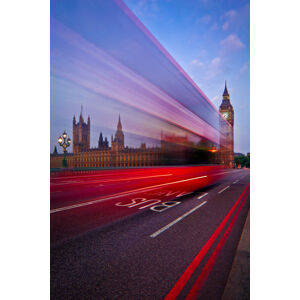 Umělecká fotografie London Big Ben Bus Lane, Renee Doyle, (26.7 x 40 cm)