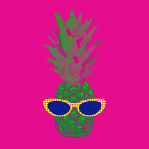 Umělecký tisk Pop Art Pineapple with Sunglasses Vector, LucidSurf, (40 x 40 cm)