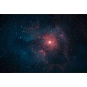 Umělecká fotografie Deep space galaxy with red and blue nebula, pixelparticle, (40 x 26.7 cm)