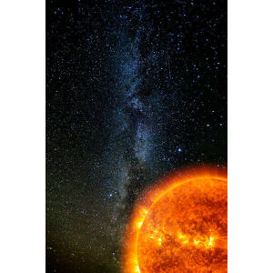 Umělecká fotografie Solar flares on the Sun and The Milky Way, Mike Hill, (26.7 x 40 cm)