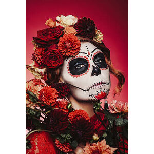 Umělecká fotografie Sugar skull creative make up for halloween, knape, (26.7 x 40 cm)