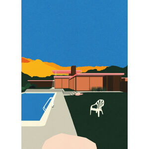 Ilustrace Kaufmann Desert House Poolside, Rosi Feist, (30 x 40 cm)