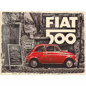 Plechová cedule Fiat 500 Retro, (40 x 30 cm)