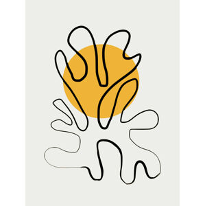 Ilustrace Minimalist Coral and Sun, Little Dean, (30 x 40 cm)